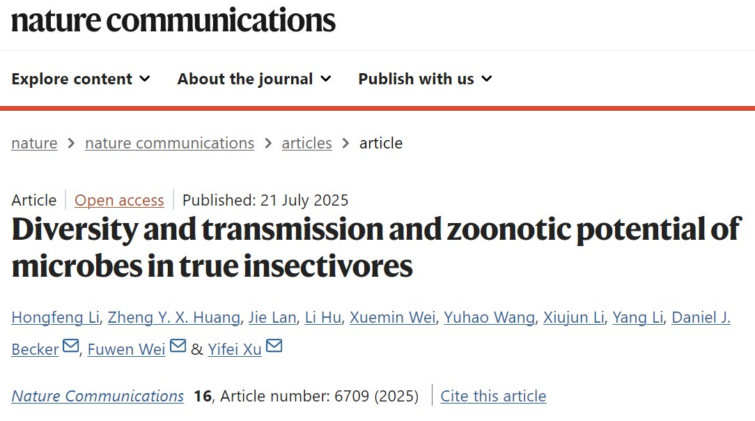 许一菲教授团队在自然疫源性疾病的病原生态学研究领域取得重要进展